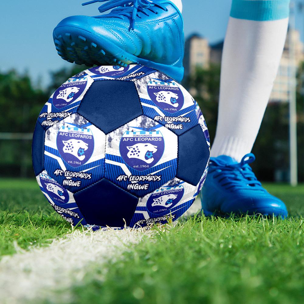 AFC Leopards Indoor Soccer Ball Colorful All Ages Size 5 Machine Stitched PVC Competition Ready Durable High-Bounce