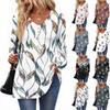 Women's Casual Fashion V-Neck Button Retro Floral Print Long Sleeve Top
