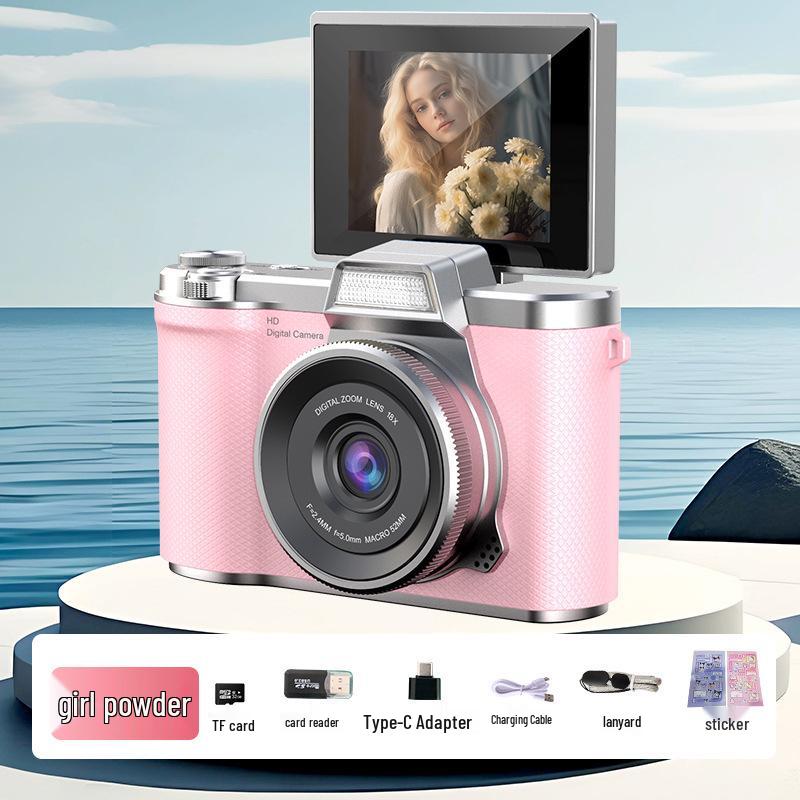 Popular Dual-Camera Retro Digital Camera with HD Selfie and Portable Design for Students