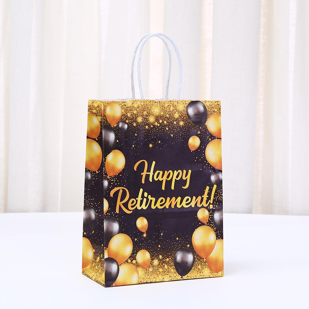 StoBag 2026 NEW retirement party black gold paper bag gift wrapping bags for sweets packaging thank you candy birthday gift