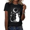 2026 Gothic Retro 90s Moon Cat Harajuku 90s Women T Shirt Girl Cartoon Graphic Ladies T-shirt Casual Woman Shirt Tee Shirt