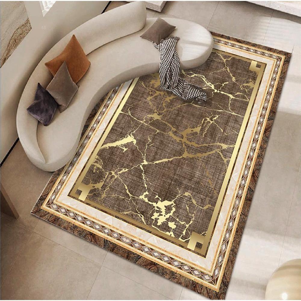 Luxus Stil Schwarz Gold Teppich Große Fläche Wohnzimmer Dekoration Schlafzimmer für Teppiche Rutschfest Anpassbar Ankleidezimmer Weiche Bodenmatte