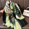 elegant women' large silk scarf as a gift 180x90 navy blue
