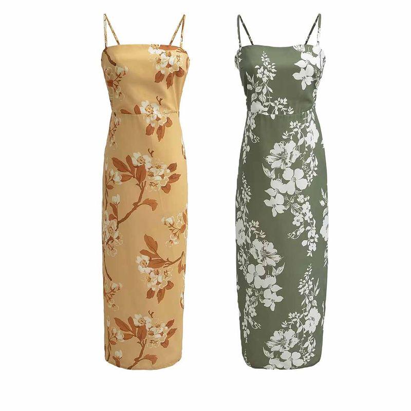 Kaslead New Arrival Women's Clothing Fashion Style Fashion Slim Fit Slimming Print Step by Step Camisole Dress