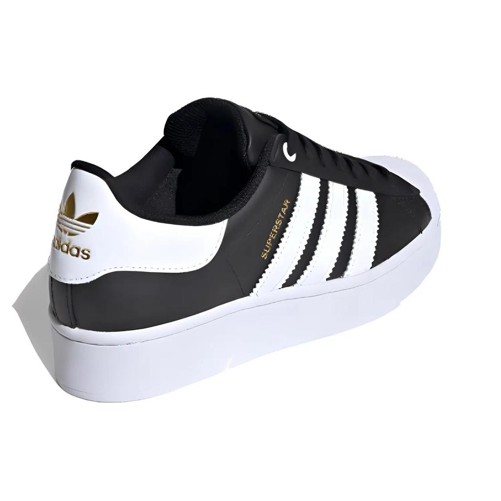 adidas Womens Superstar Bold 'Core Black' (women's sizes) Core Black / Cloud White / Gold Metallic Skate Shoes FV3335