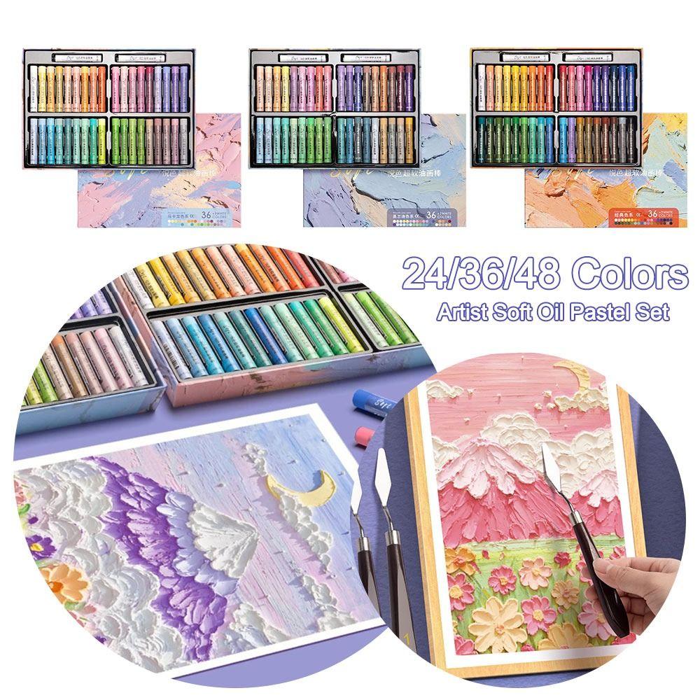 Gifts 24/36/48 Colors Artist Soft Oil Pastel Set Professional Safety Unisex Painting Stick Painting Crayons Art Supply