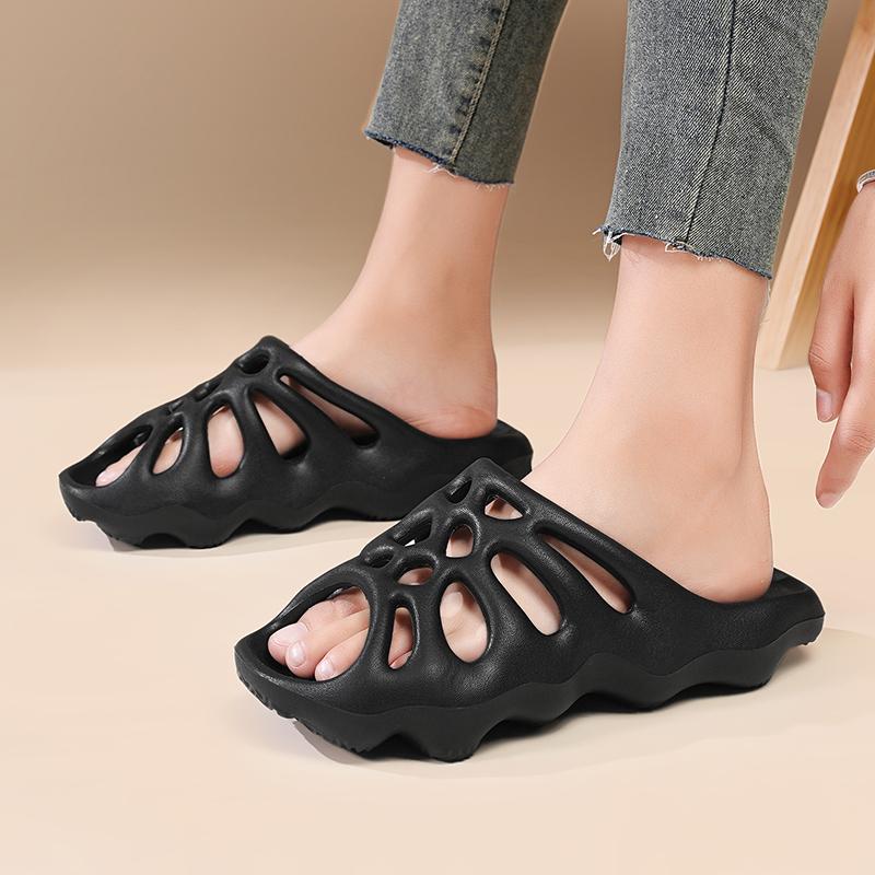 

Мода Лето Уличный Стиль Паутина Рыбий Носок Отверстие Волна Женские Шлепанцы Свободные Пляжные Домашние Для Ванной Комнаты Отеля Душевые Женские Шлепанцы 36 чёрный