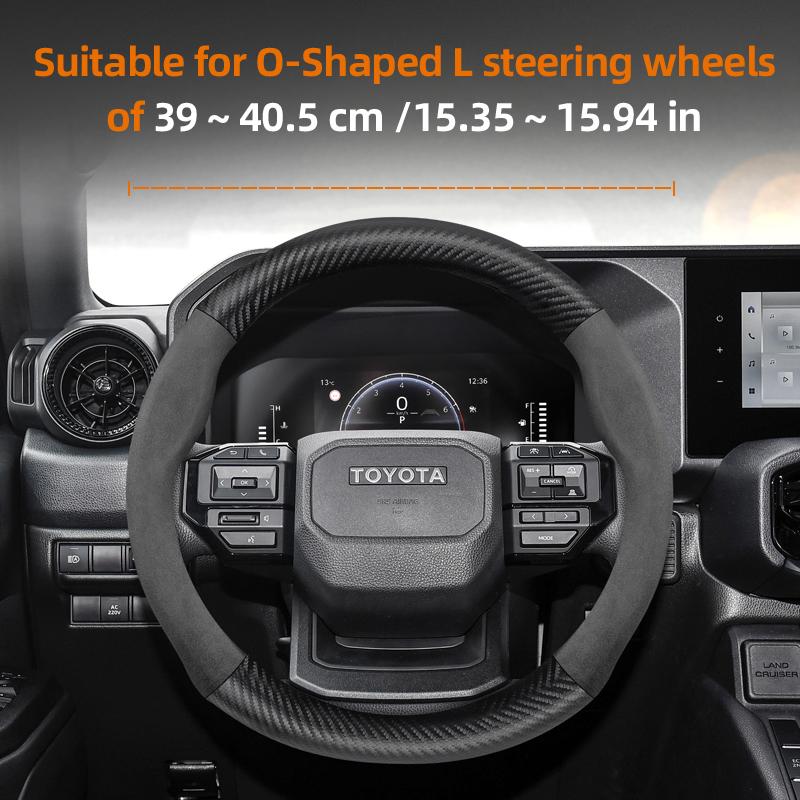 Suitable for Toyota Suede Matte Carbon Fiber Texture Steering Wheel Cover Suitable for Chr Yaris Auris Rav4 Corolla Hilux Wish Roomy Aqua Priu