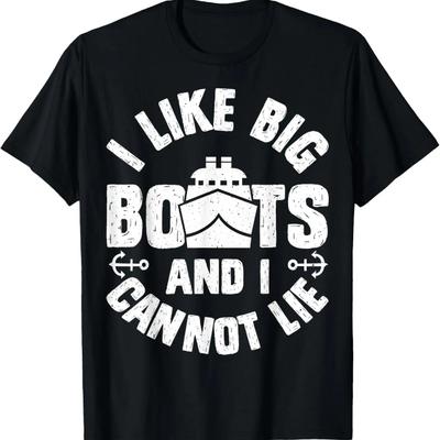 Me Gustan los Barcos Grandes y No Puedo Mentir Camiseta Divertida Regalo para Hombres Crucero