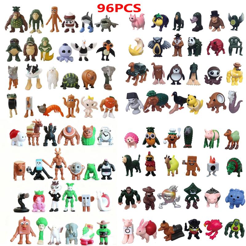 24pcs-96pcs/set Tung Tung Tung Sahur Ballerina Cappuccino Action Figure Brainrot Anime Tralalero Tralala Shark Model Toy Gift