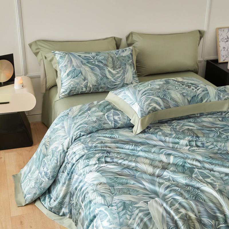 

Комплект постельного белья из ледяного шелка, комплект из четырех предметов, простыни, пододеяльники, наволочки, нежные к коже, стирка водой 1.8m bed