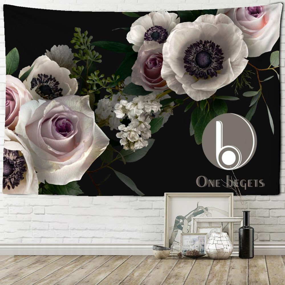Retro Dark Flower Tapestry Wall Hanging Bohemian Art Simple Aesthetic Room Living Room Dormitory Home Decor