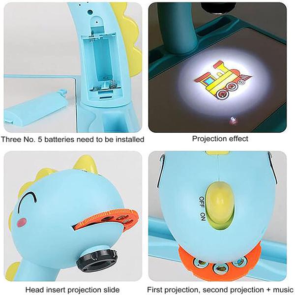 Dinosaur Projection Painting Board Art Painting Drawing Table Led Learning Projector Child Drawing Playset Educational Toys for Kids