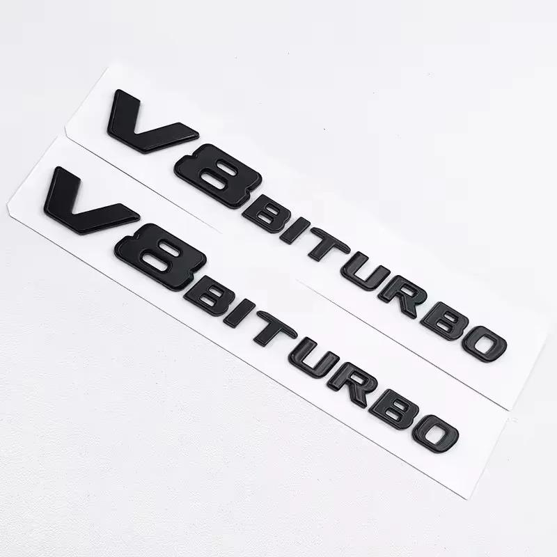 3D ABS Black C63 Logo Letters V8 BITURBO Badge Car Rear Star Sticker Trunk AMG Emblem For Mercedes Benz C63 AMG W205 C205 Class