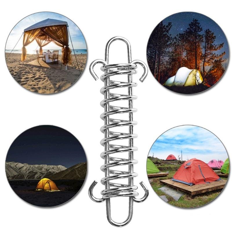 Outdoor Tent Spring Elastic Buckle Stainless Steel Camping Tent Windproof Rope Buckle Ground Fixing Buckle