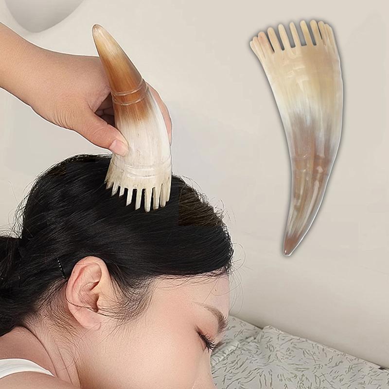 1 Pcs Cow Horn Hair Scrubbing Combs Clean Scalp Head Meridian Massagebrush Wide Tooth Cow Horn Comb Barber Hairdressing Tools