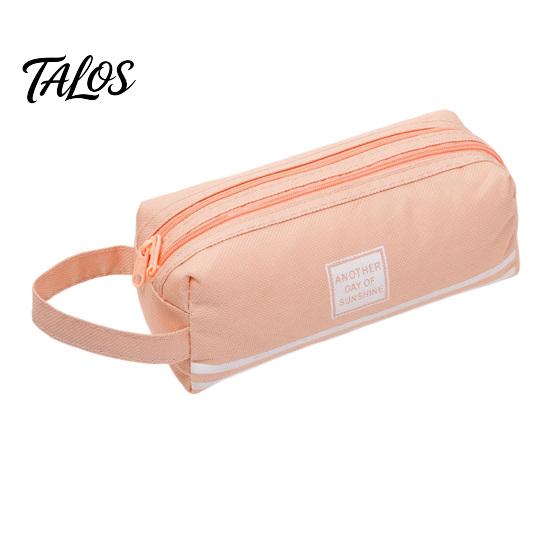 Double Partition Pencil Case Oxford with Handle, Layer Pen Pouch, Large Student Stationery Storage Bag Capacity for Students And Commuters Organizer
