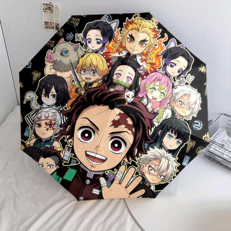 1 PC Automatic Folding Umbrella - Demon Slayer Kimetsu No Yaiba Pattern Portable Foldable Design With 8 Ribs Christmas Birthday Gifts