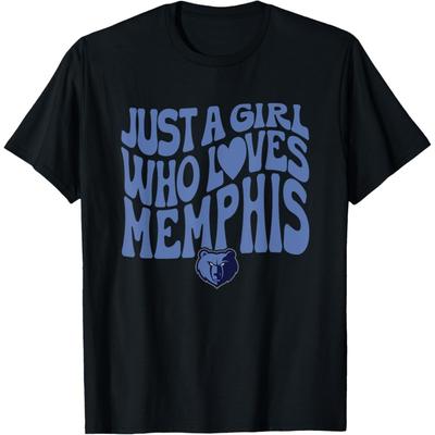 NBA Just A Girl Who Loves Memphis T-shirt Logo Bleu Ondulé