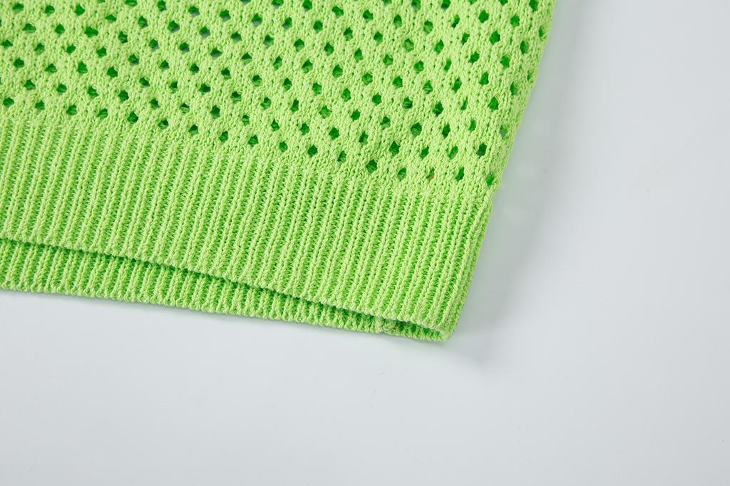 SALAD BAGUNI Flower Mesh Long Sleeve Sweater - Lime