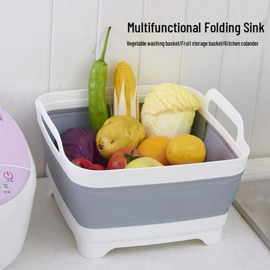 Collapsible Kitchen Sink Basket: Portable Telescopic Folding Basin for Washing and Draining Vegetables and Fruits.