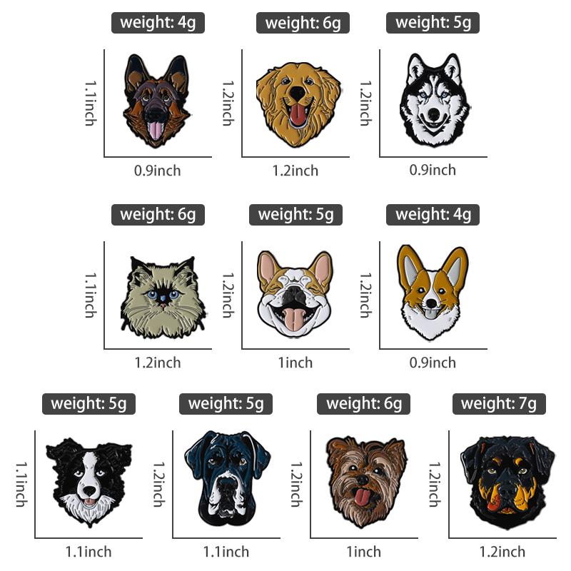 Cute Dog Set Enamel Pins Custom Corgi Border Collie Pattern Brooches Lapel Badges Clothes Animal Jewelry Gift for Friends