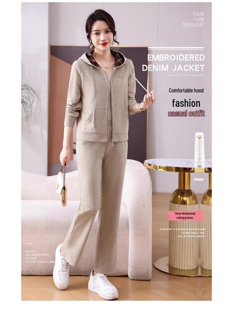 Women's Spring 2026 Casual Color-Block Hoodie & Sweatpants Set - Fashionable Two-Piece Sportswear