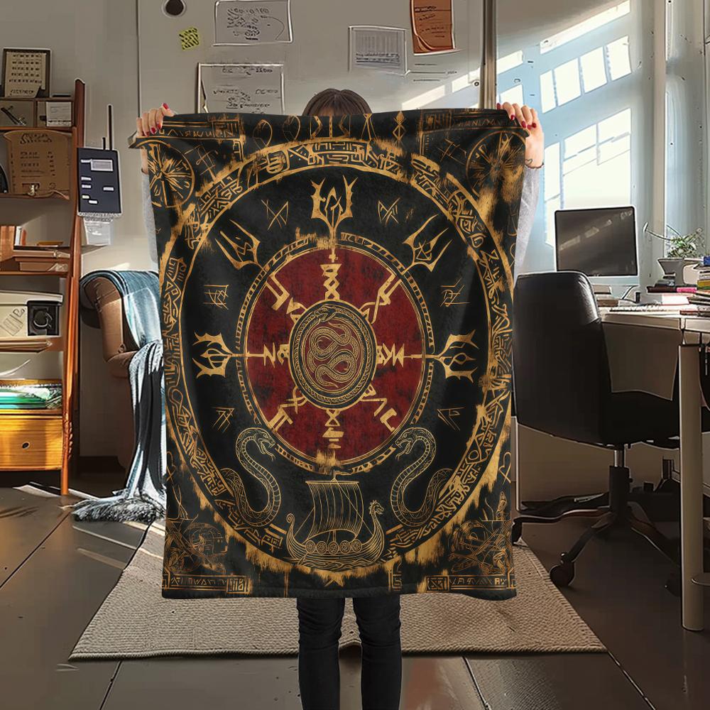 Viking animal snake Print Flannel Blanket High quality Comfortable for All Seasons Home Decor Warmth and Comfort Perfect for Christmas Gifts