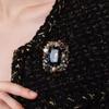 Retro Baroque Square Crystal Brooch Gorgeous Pins Autumn Winter Coat Corsage Vintage Accessories