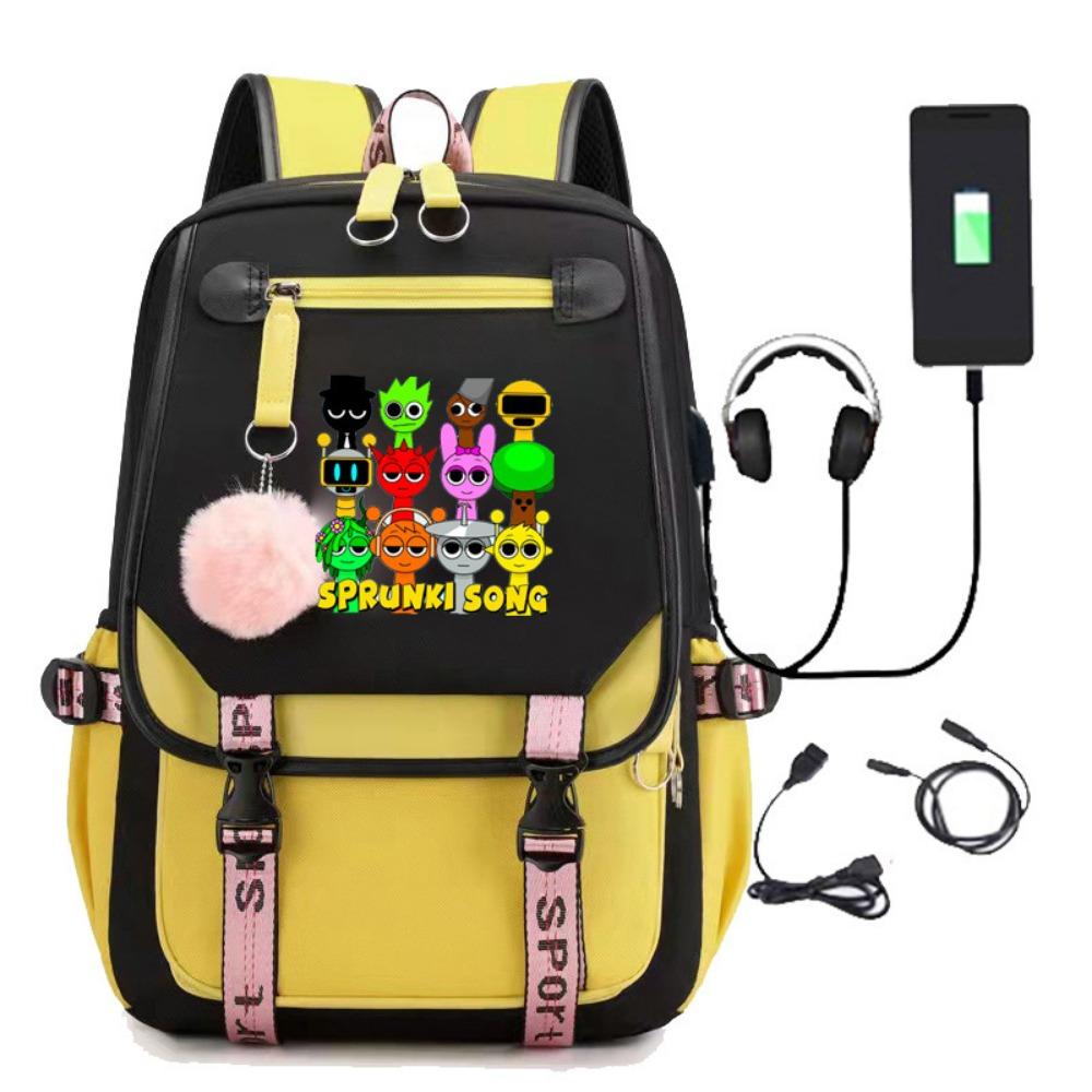New Sprunki Rhythm Box Game USB Charging Student School Bag Children's Backpack Backpack