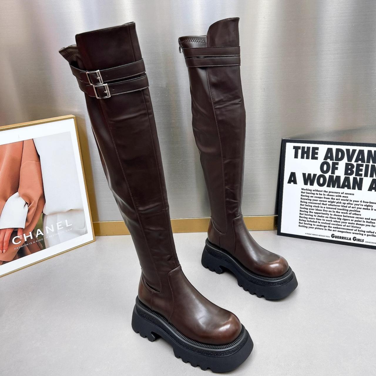 

Новые износостойкие нескользящие зимние женские сапоги с круглым носком, однотонные, 2024, горячая распродажа, модные женские сапоги выше колена с молнией сзади 40 коричневый