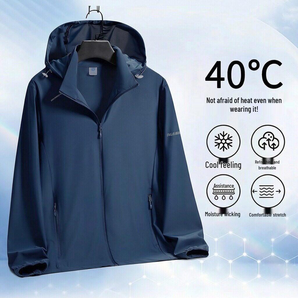 Men's Summer Hooded Ice Silk UPF50+ Sun Protection Jacket for Outdoor Fishing