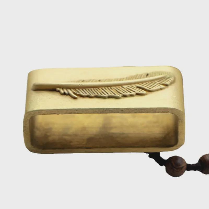 Vintage doplňky k opasku z čisté mědi - Gravírovaný kroužek na opasek, poutko a přezka