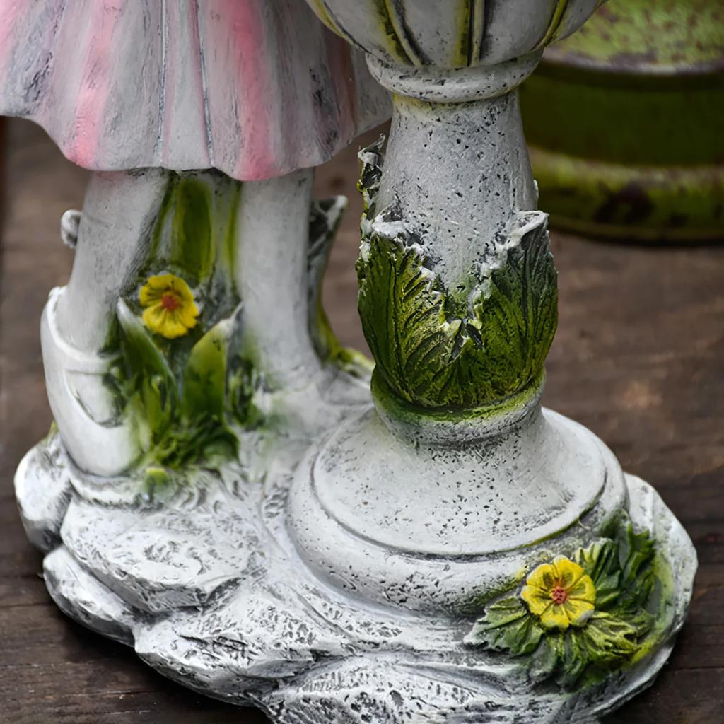 Flower Fairy Statue Solar Light Ornament Outdoor Courtyard Garden Decoration Resin Angel Figure Sculpture Micro Landscape Decor