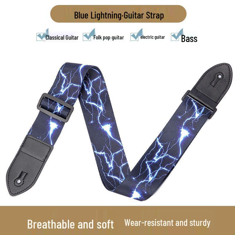 Polyester Printed Guitar/Bass Strap: Widened, Thickened, Punch-Free for Boys & Girls