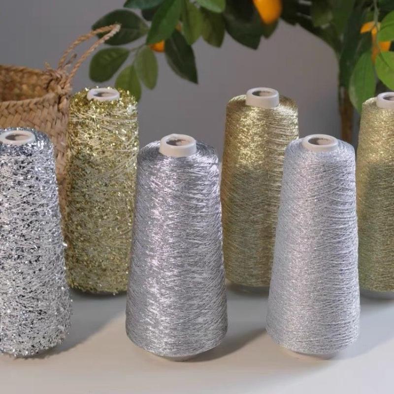 Silver Gold Hollow Yarn Butterfly Yarn Double Core-spun Yarn Wiring Handmade DIY Crocheted Woven Bag 100g