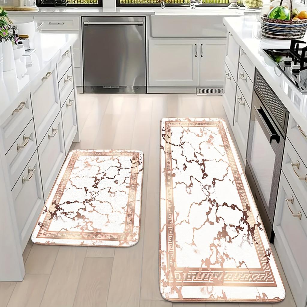 1PC Hellenic Vein Pattern Kitchen Rug Non-Slip Door Mat Pop Design Bathroom Rug Bath Mat Carpet for Home Sink Laundry Ecoreeree