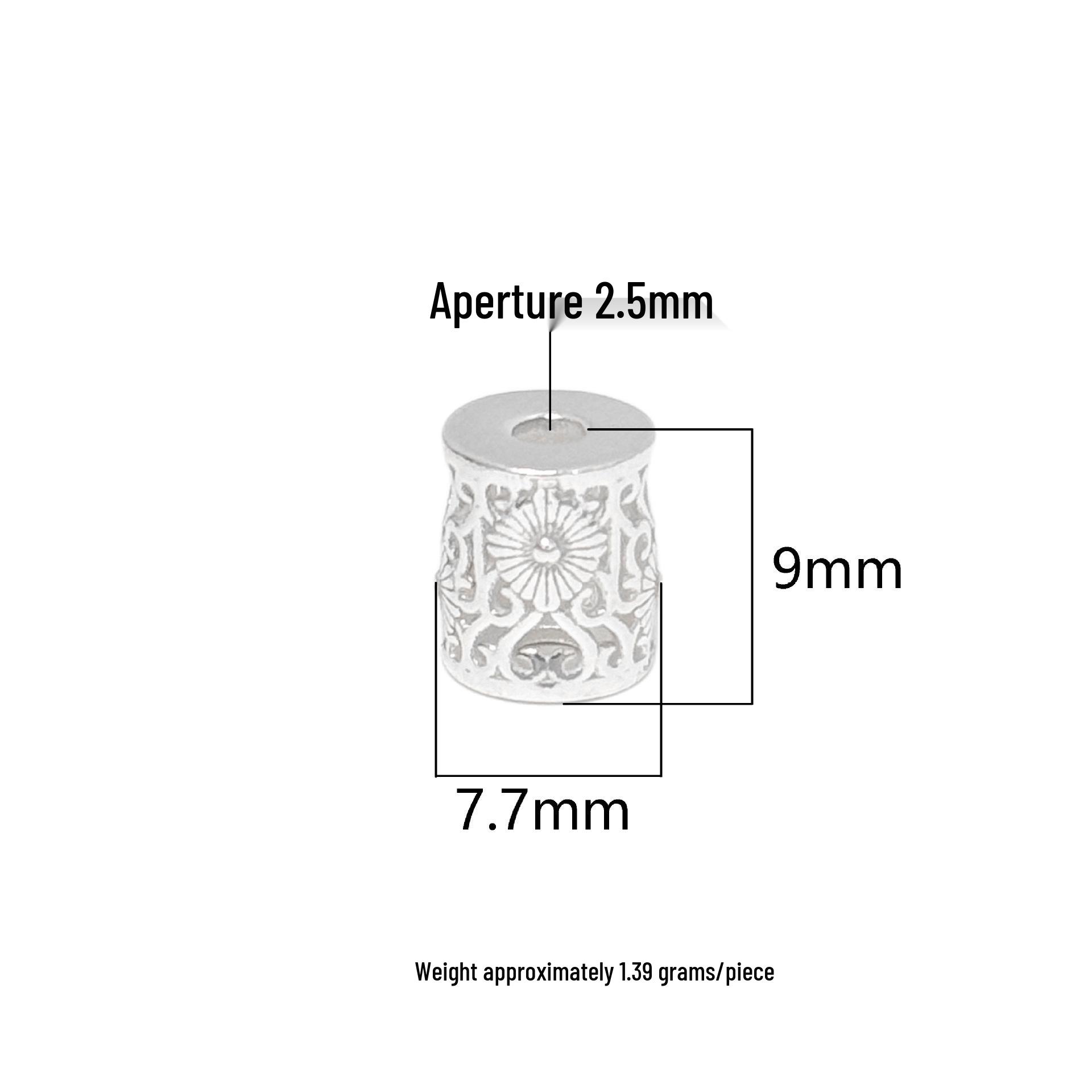 S999 Sterling Silver Small Flower Hollow Barrel Bead for DIY Crystal Bracelet Necklace and Rope Weaving. S999 Sterling Silver