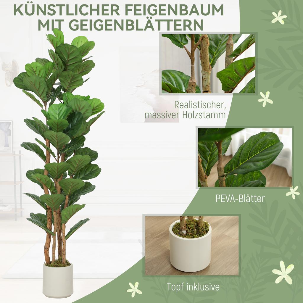 150cm Artificial Fiddle Leaf Fig Tree - Green