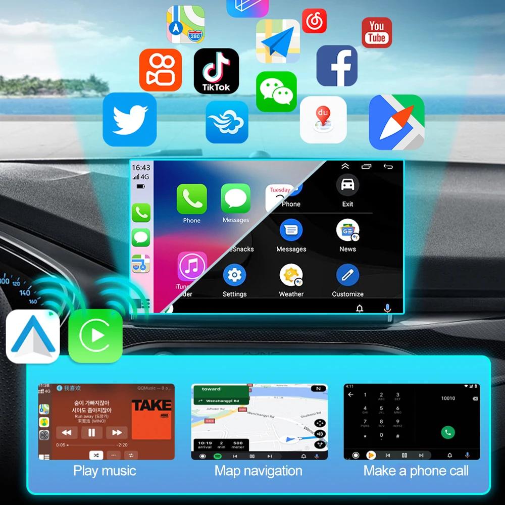 Kebidumei Wireless CarPlay&Android Auto 2in1 Wired To Wireless Adapter Smart USB Dongle USB&Type-C Dual Connector Fast Connect