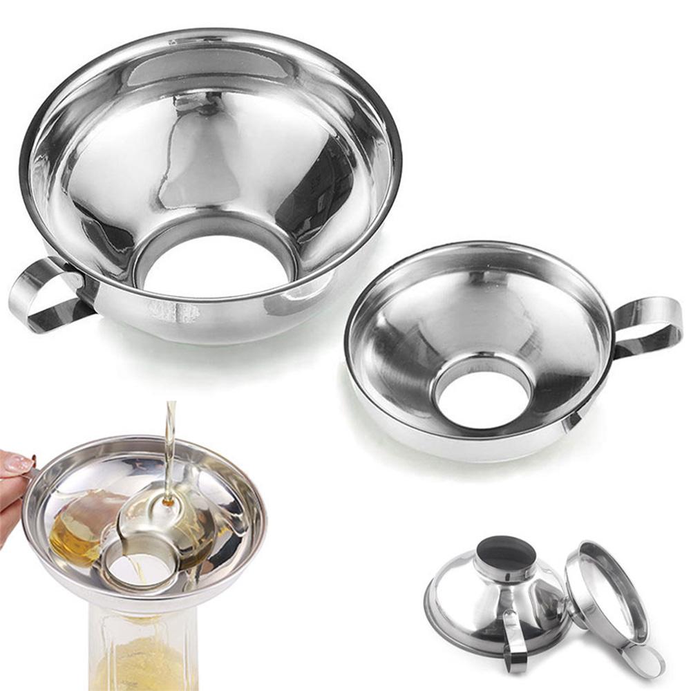 Stainless Steel Wide Mouth Canning Funnel Kitchen Food Funnel Salad Dressing Liquid Funnel Hopper Filter Kitchen Tools Gadgets