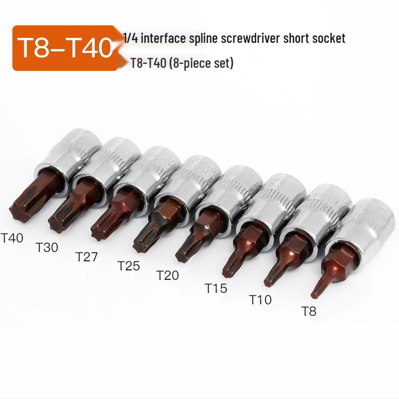 Compact T25 Torx Screwdriver Set with Hex Socket, Flower Pattern Bit
