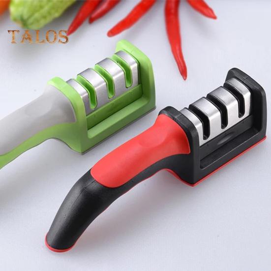 Küchenschärfer, 3-stufiger Schlitz, Meißel, Boden, wiederverwendbar, praktisches Obstschneider-Schärfwerkzeug für Zuhause