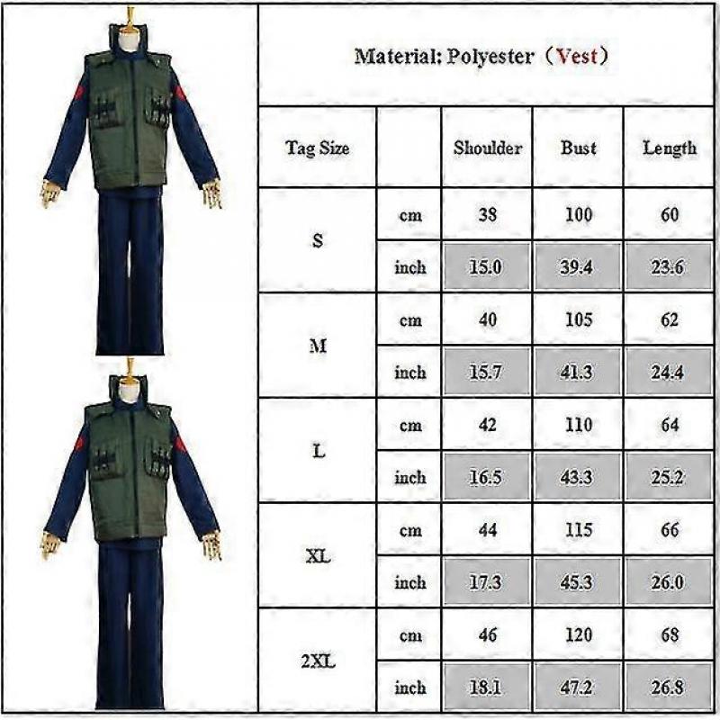 Naruto Anime Hatake Kakashi Cosplay Costume Halloween  Men Vest Jacket Long Sleeve Top Trousers Set Party Fancy Dress Up Outfit -NMAOV