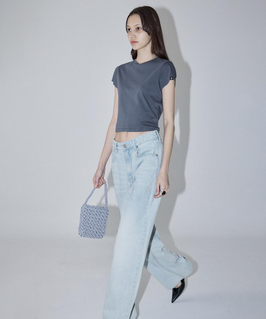 EN OR Basic Short Sleeve Crop T-Shirt - Dark Gray