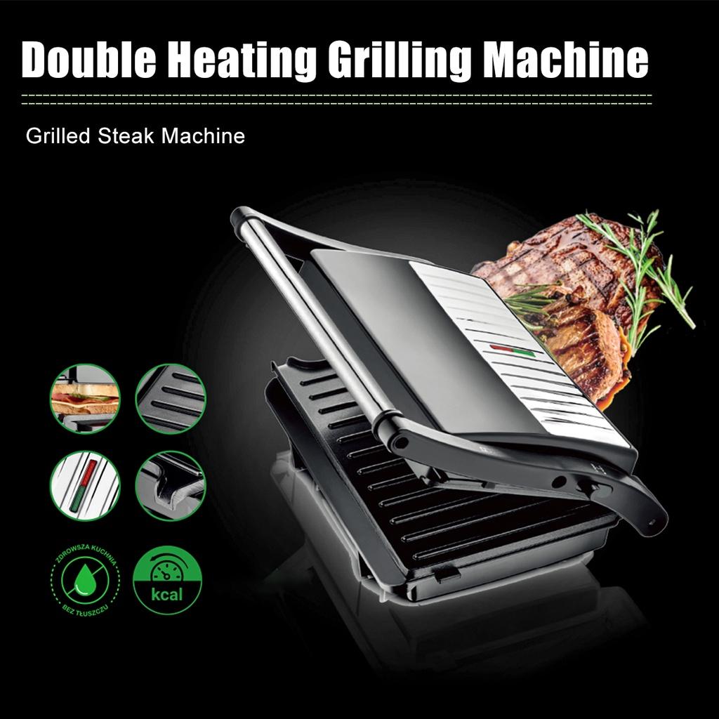 Grilled Steak Machine Breakfast Machine Double Heating Grilling Machine 1000W Household Grill Smokeless Barbecue Machine