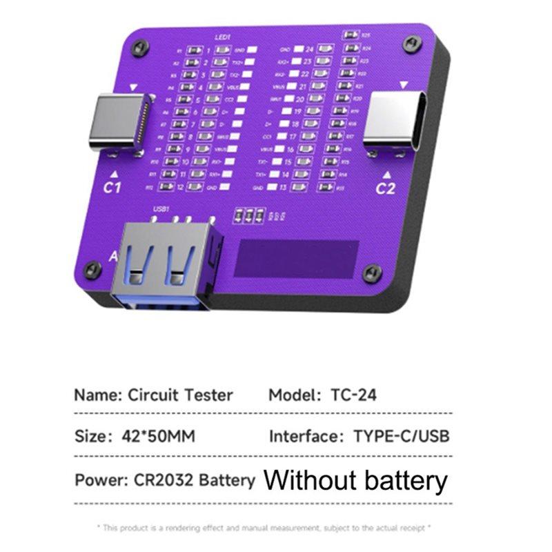 A60ZTC-24 Dual-Head Type-C Line Tester For Phones Motherboard Coil Inductor Detector Repair Tool Quick Fault Checkingmay