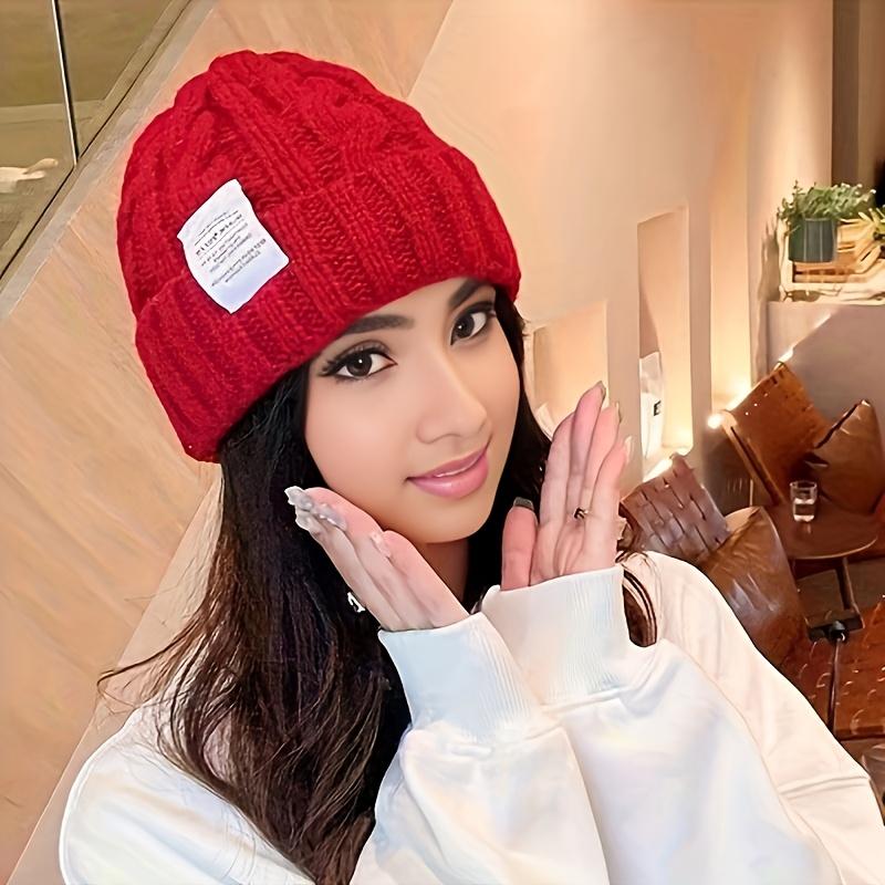 Women's Stretchy Beanie Hat Winter Skull Cap Soft Casual Headwear, Versatile Fashion, Comfortable Warm Hat