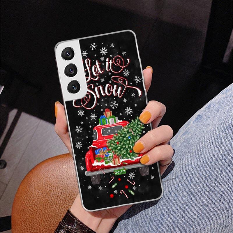 Merry Christmas Tree Snow Phone Case For Samsung Galaxy S24 S25 Edge S26 Ultra S23 S22 S21 Plus S20 FE + Personalized Print Cove