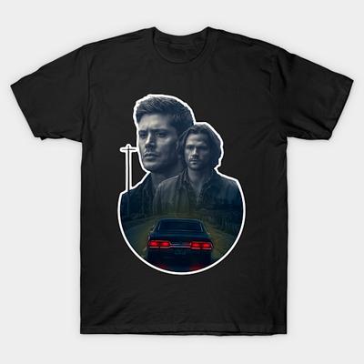 Asian Size Men Black Print T-shirt Dean And Sam No-Cut Heat Transfer Print Cotton Tshirt